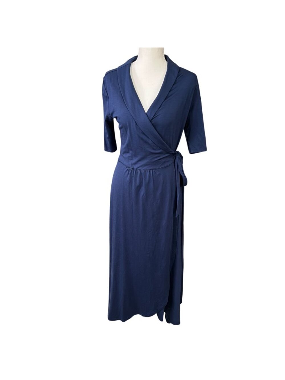 Quince Tencel Jersey Midi Wrap Dress Blue Size Small